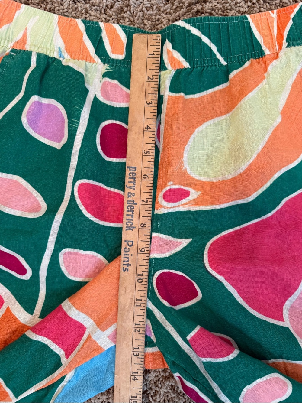 Christian Siriano Womens 100% Linen Wide Leg Cropped Abstract Print Pants sz M - Picture 6 of 11